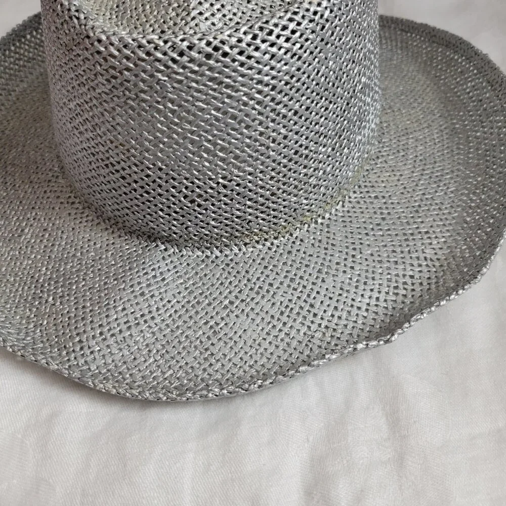 Jhats Cowgirl Straw Hat Kentucky Derby Silver S/M 6-7 1/8
